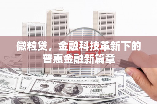 鄂托克前旗微粒贷，金融科技革新下的普惠金融新篇章